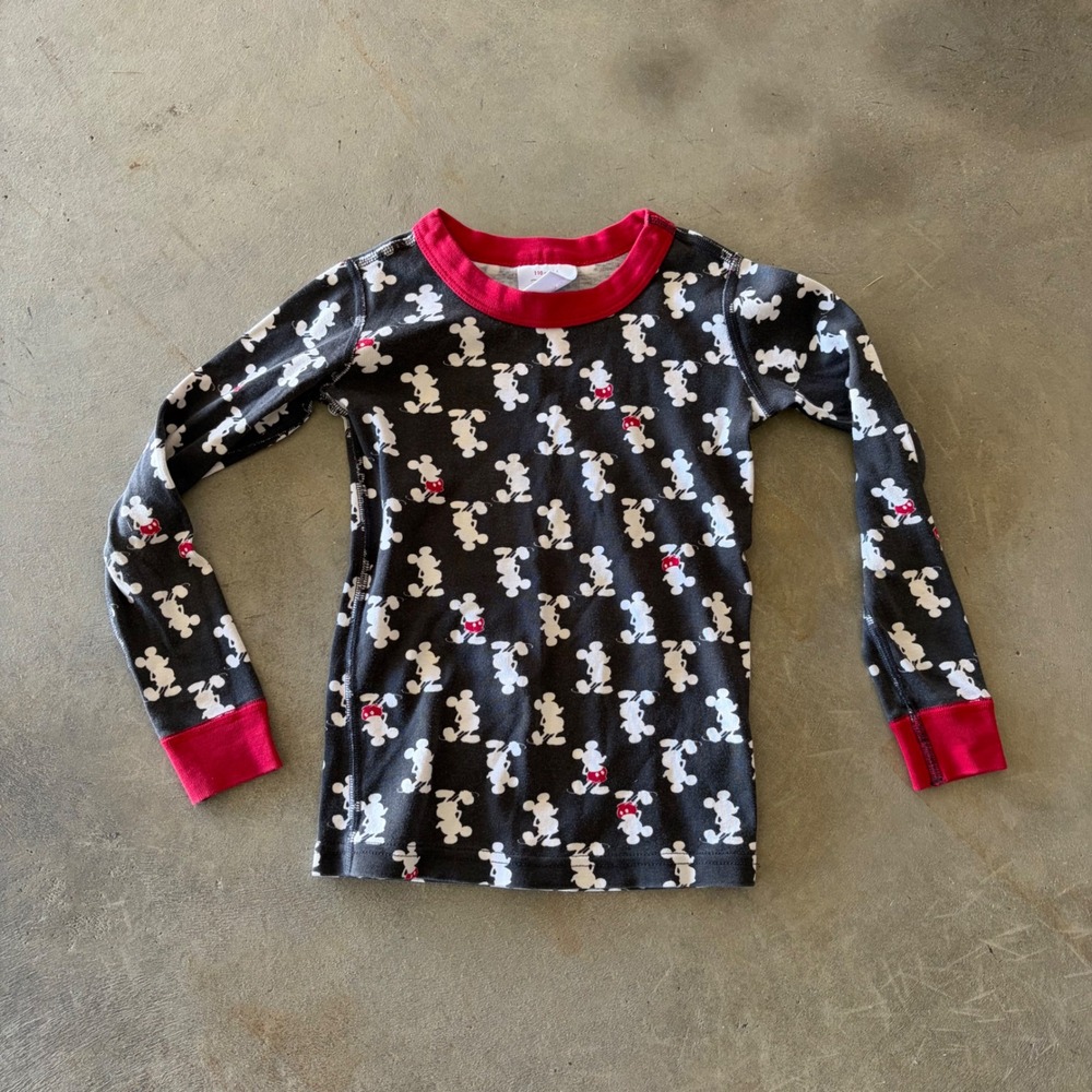 Hanna Andersson Disney Mickey Mouse Organic Cotton Pajama Top Grey Red Size 5